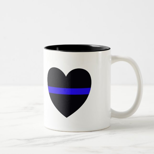 Tasse 2 Couleurs Le coeur de police amincissent Blue Line (Droit)