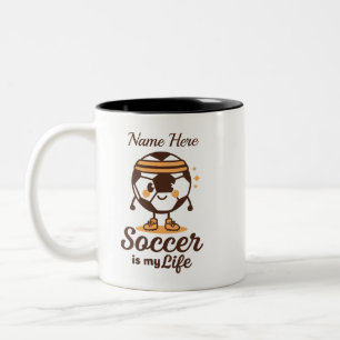 Tasse 2 Couleurs Le football est ma vie Nom personnalisé