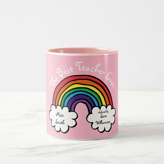 Tasse 2 Couleurs Le meilleur enseignant jamais Rainbow Pink (Centre)