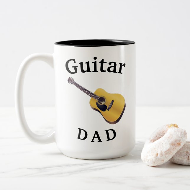 Tasse 2 Couleurs Le meilleur "PAPA de GUITARE" jamais ! Père (Avec donut)
