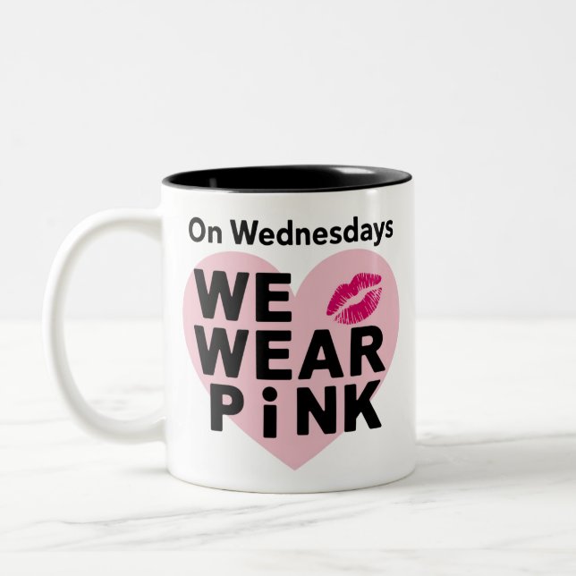 Tasse 2 Couleurs Le Mercredi Nous Portons Pink Funny Valentine (Gauche)