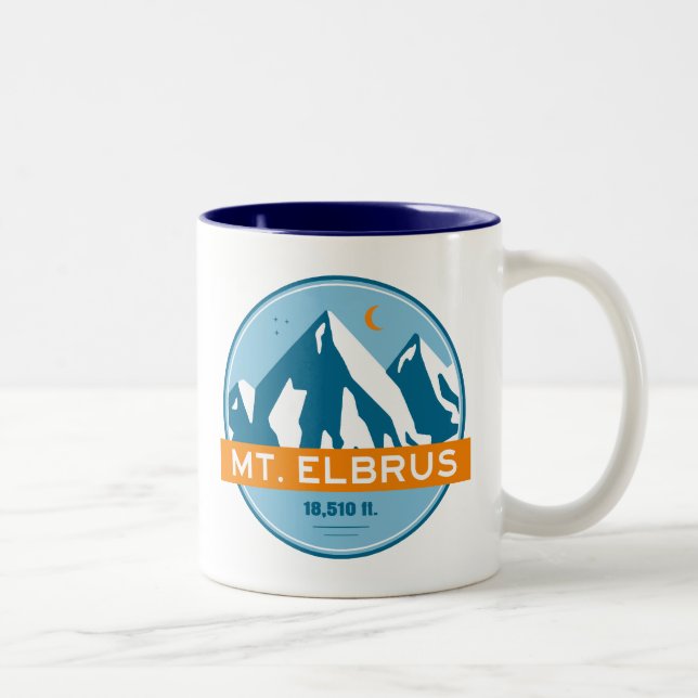 Tasse 2 Couleurs Le Mont Elbrus Russie étoiles Lune (Droit)