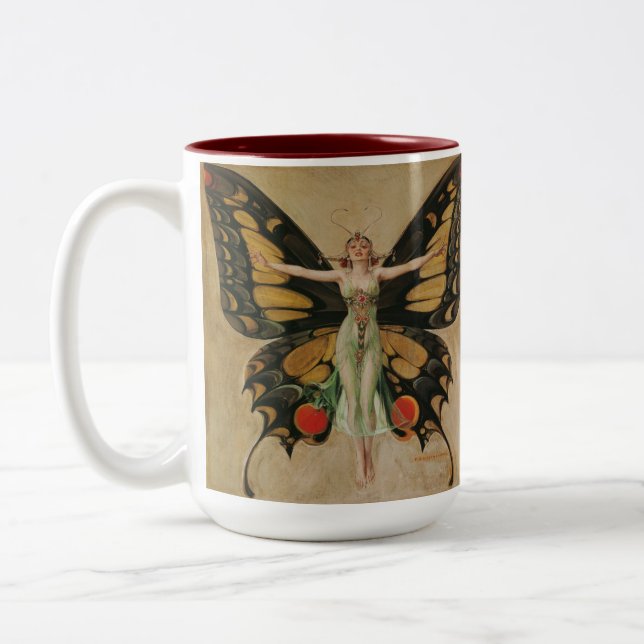 Tasse 2 Couleurs Le papillon - Papillon fille  (Gauche)