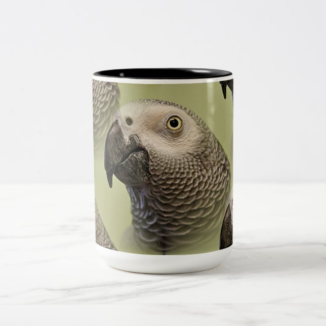 Tasse 2 Couleurs Le perroquet gris africain du Congo (Centre)