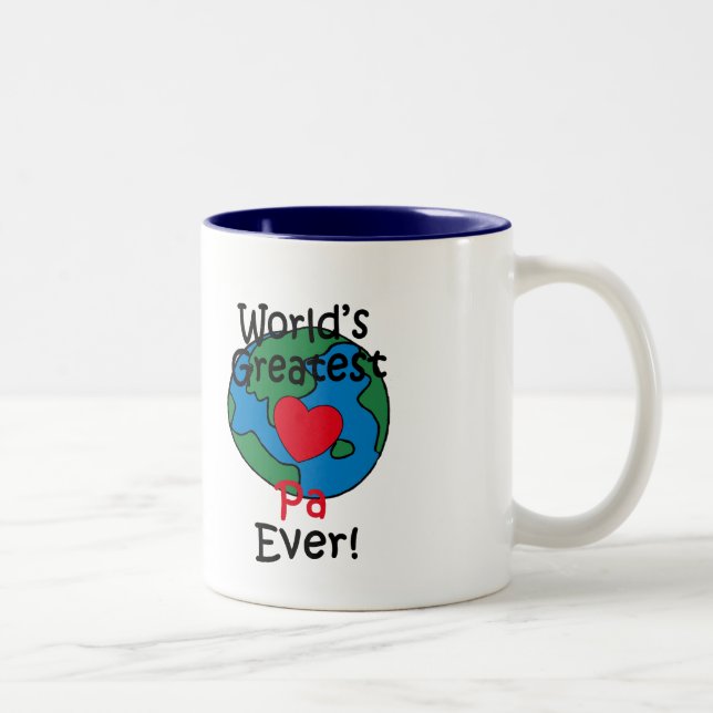 Tasse 2 Couleurs Le plus grand coeur Pa du monde (Droit)