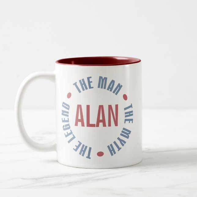 Tasse 2 Couleurs Légende de mythe d'homme d'Alan personnalisable (Gauche)