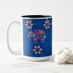 Tasse 2 Couleurs l'éléphant indien Diwali mandala