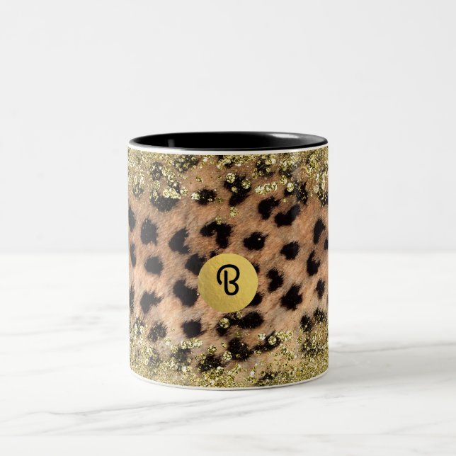 Tasse 2 Couleurs Leopard Cheetah Poster de animal Parties scintilla (Centre)