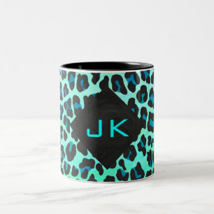 Tasse 2 Couleurs Léopard noir et Turquoise
