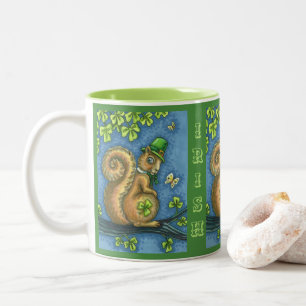 Tasse 2 Couleurs LEPRECHAUN IRISH SQUIRREL, ST. JOUR DE PATRICK Luc