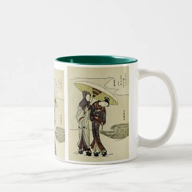 Tasse 2 Couleurs Les amoureux sous un parapluie (Droit)
