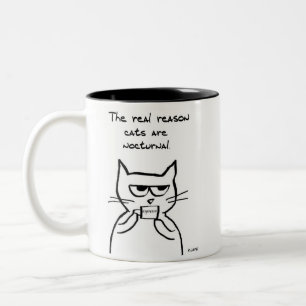 Tasse 2 Couleurs Les chats sont debout toute la nuit - Drôle de ca
