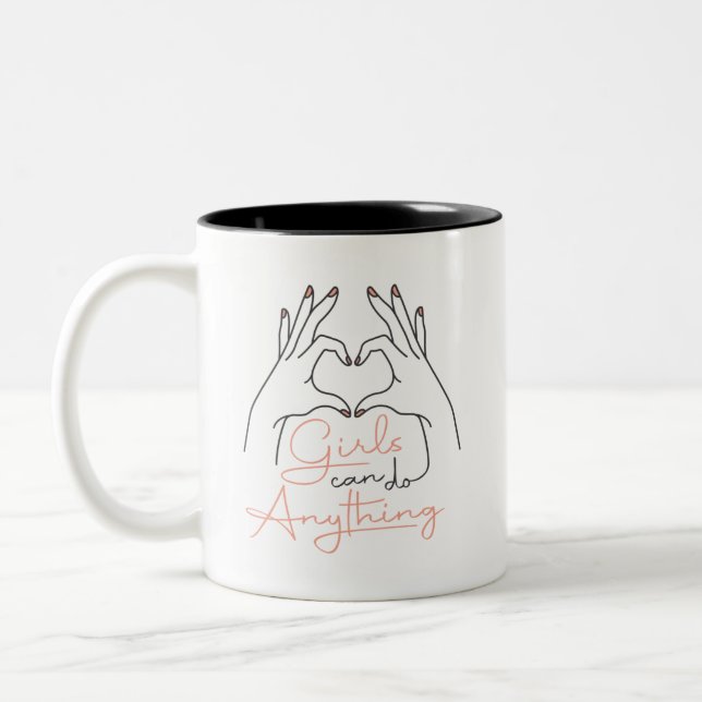 Tasse 2 Couleurs Les filles peuvent tout faire (Gauche)