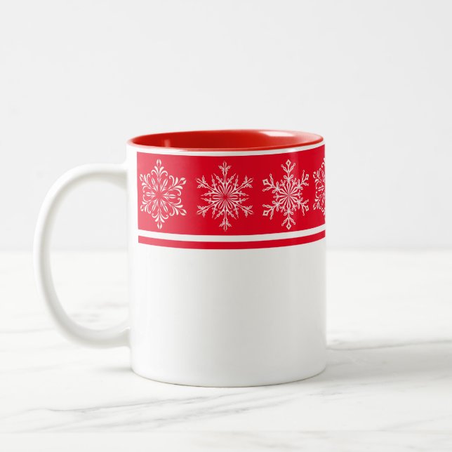 Tasse 2 Couleurs Les flocons de neige de Noël (Gauche)
