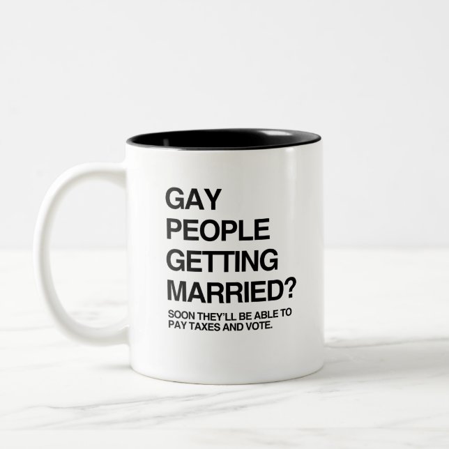 TASSE 2 COULEURS LES HOMOSEXUELS SE MARIENT (Gauche)