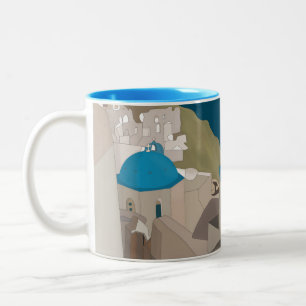 Tasse 2 Couleurs Les îles grecques de Santorin