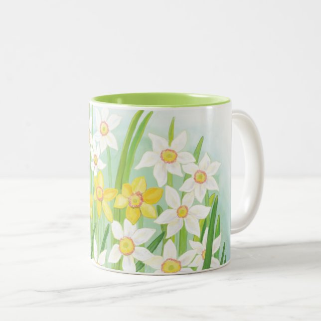 Tasse 2 Couleurs Les jonquilles jaunes et blanches au printemps (Devant droit)