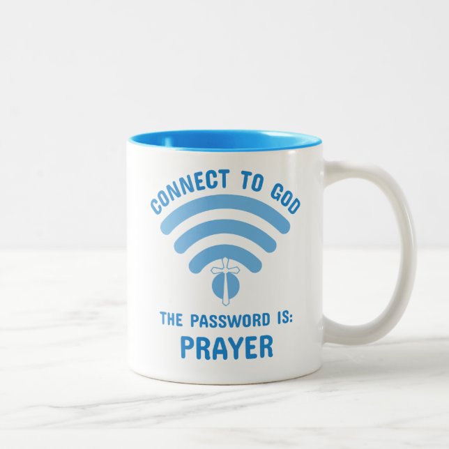 Tasse 2 Couleurs Les médias sociaux religieux amusants (Droit)