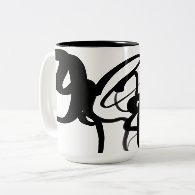 Tasse 2 Couleurs Les Plongeurs : Noir et Blanc Abstrait (Devant gauche)