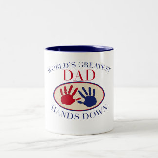 Tasse 2 Couleurs Les plus grandes mains du papa du monde vers le
