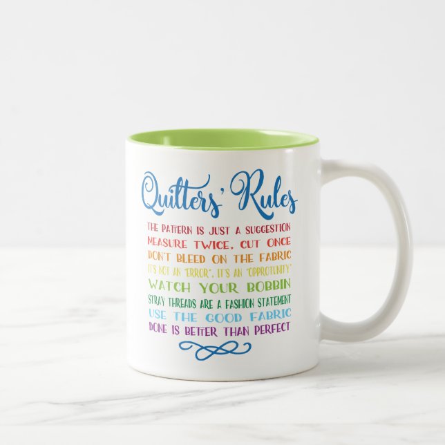 Tasse 2 Couleurs Les règles de Quilter (Droit)
