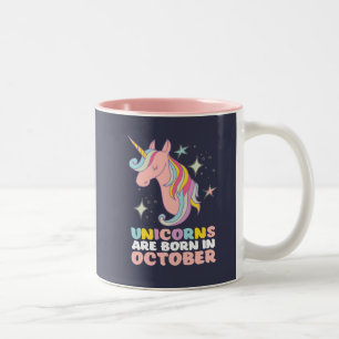 Tasse 2 Couleurs Les Unicornes Sont Nées En Octobre Jeune Fille D'