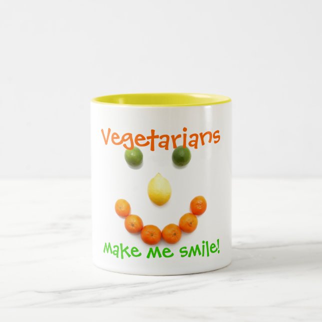 Tasse 2 Couleurs Les végétariens m'incitent à sourire ! (Centre)