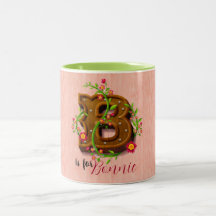 Lettre B Alphabet en bois - Floral 3D Initial