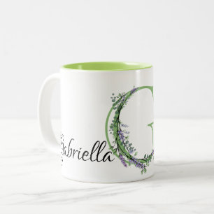 Tasse 2 Couleurs lettre G monogrammée de lavande Eucalyptus