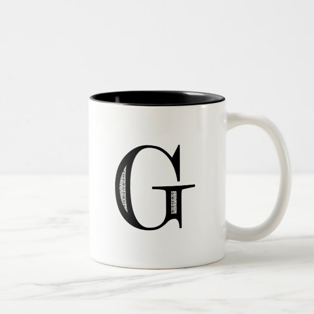 Tasse 2 Couleurs Lettre G - noir de damassé (Droit)
