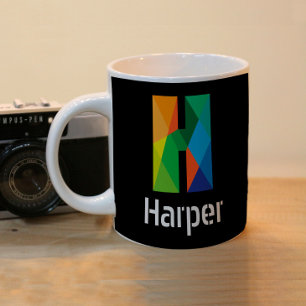 TASSE 2 COULEURS LETTRE INITIALE MOMOGRAPHIQUE NOIR