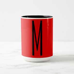 Tasse 2 Couleurs Lettre initiale Monogramme Style moderne Rouge Noi