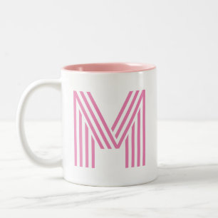 Tasse 2 Couleurs Lettre initiale rose/ Monogramme
