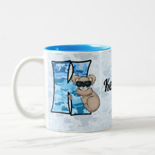 Tasse 2 Couleurs LETTRE KID's Bleue Koala Monogramme K