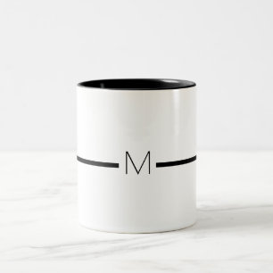 Tasse 2 Couleurs LETTRE MONOGRAPHIQUE BLANC Noir minimaliste Typogr