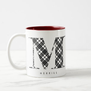 Tasse 2 Couleurs Lettre plaid M noir et blanc
