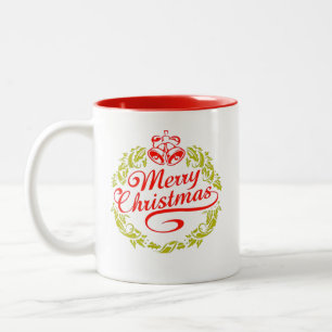 Tasse 2 Couleurs Lettres de Noël calligraphiées avec de la mousse d