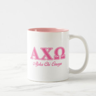 Tasse 2 Couleurs Lettres roses d'Omega de Chi d'Alphi