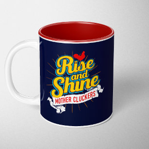 Tasse 2 Couleurs Levez-vous et brillez, les poules, pays du coq