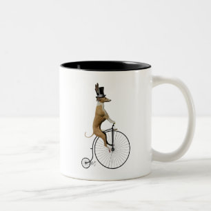Tasse 2 Couleurs Lévrier sur le vélo noir de quart de penny de