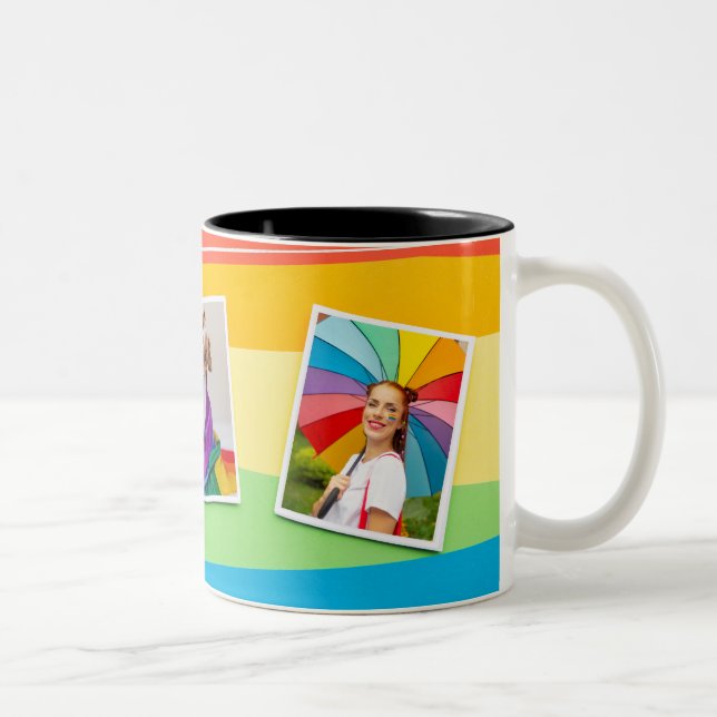 Tasse 2 Couleurs LGBT Gay Lesbian Moderne Nom personnalisé Photo (Droit)
