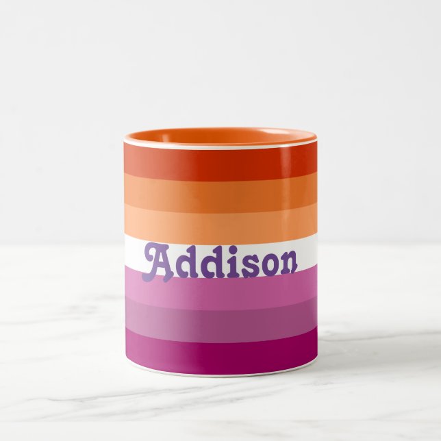 Tasse 2 Couleurs LGBT Pride Gay Lesbian Nom personnalisé (Centre)