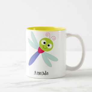 Tasse 2 Couleurs Libellule heureuse mignonne de bande dessinée ave