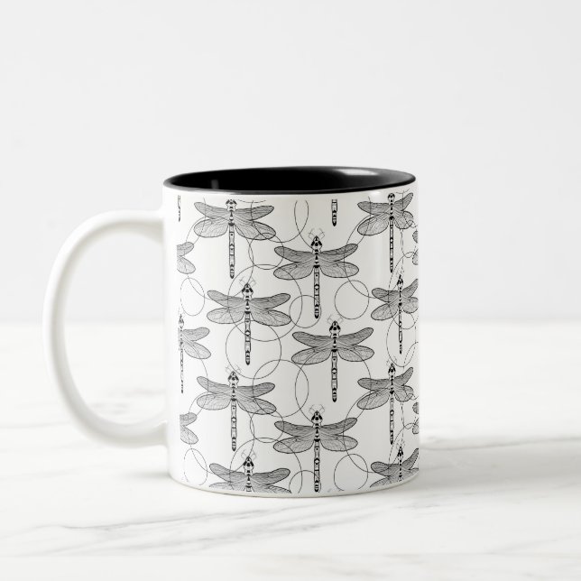 Tasse 2 Couleurs libellule noire et blanche (Gauche)