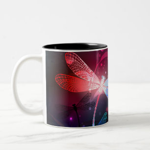Tasse 2 Couleurs libellule rouge brillante