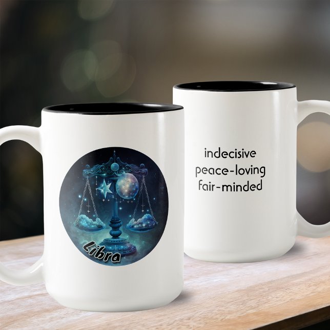Tasse 2 Couleurs Libra Aquarelle bleue et noire Zodiac (Créateur téléchargé)
