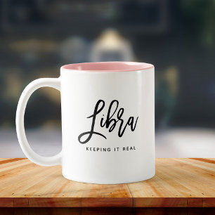 Tasse 2 Couleurs Libra Horoscope Script moderne Chic signe Zodiac
