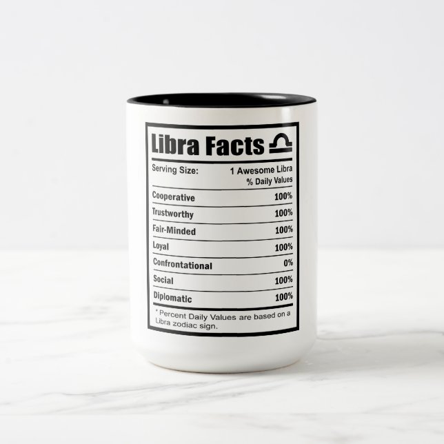 Tasse 2 Couleurs Libra Nutrition Facts (Centre)
