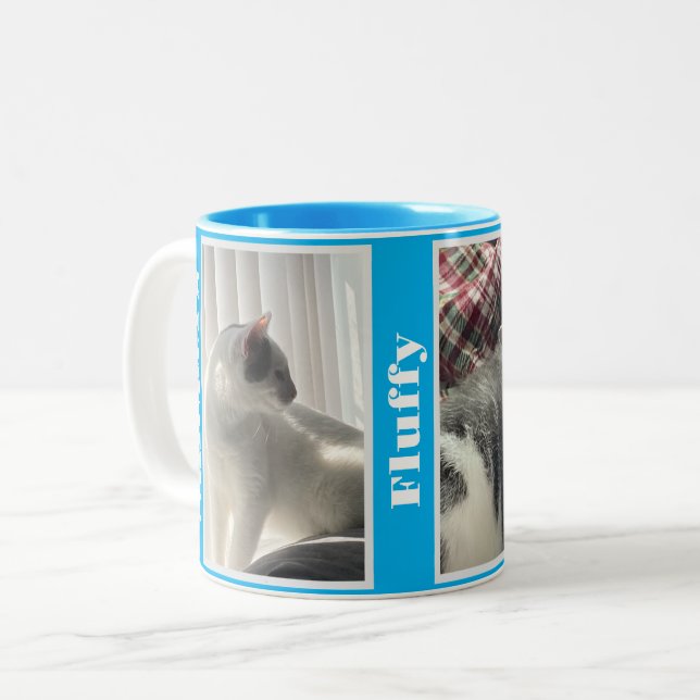 Tasse 2 Couleurs Light Blue Pet Photos and Names  (Devant gauche)
