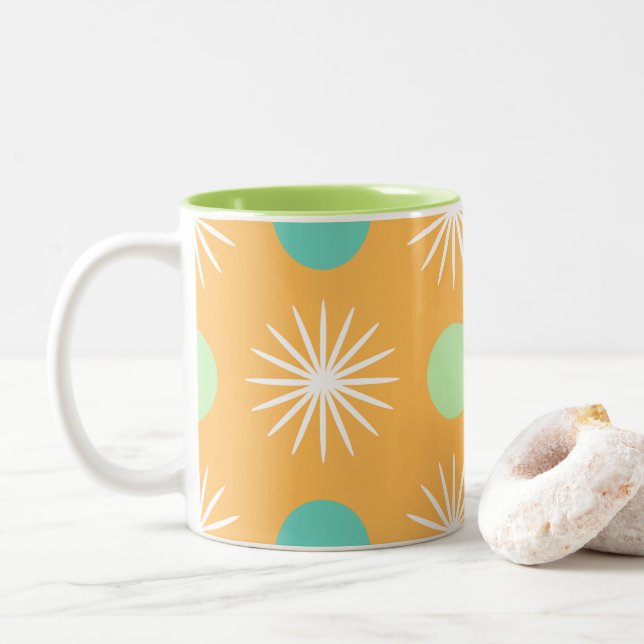 Tasse 2 Couleurs Light Orange Boho Retro Pattern (Avec donut)